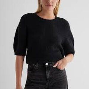 express Crew Neck Short Puff Sleeve Sweater